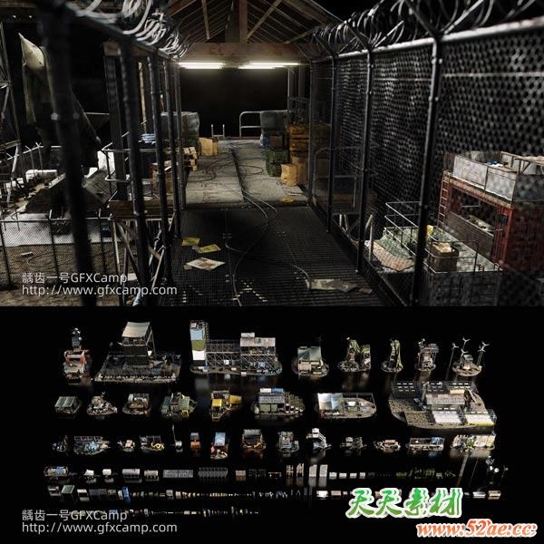 工地军事破旧废墟设施3D模型 C4D/MAX/FBX/OBJ/Maya/Blender/Houdini/Unity/Unreal等-天天素材网