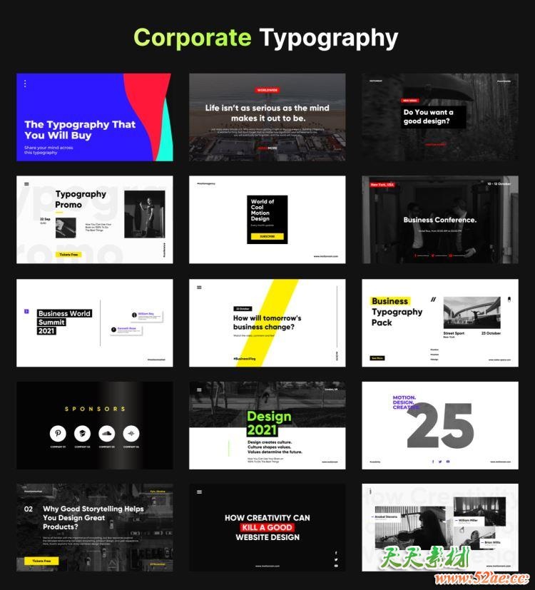 AE+PR脚本-400组创意时尚商务企业简洁文字标题排版字幕动画预设 破解版