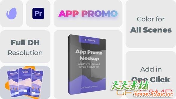 PR预设-透明边框苹果手机APP展示片头 App Promo Mockup Mogrt
