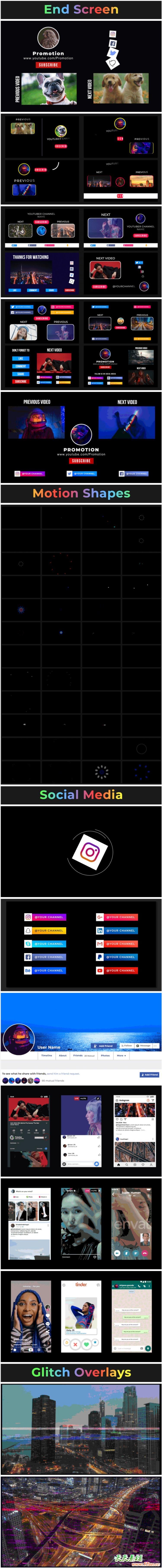 FCPX插件-5000+文字标题排版字幕条指示线LUTS视频调色无缝转场包
