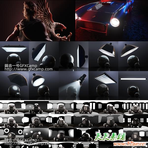 C4D Arnold阿诺德渲染器摄影棚舞台灯光HDRI电商产品渲染场景预设-天天素材网