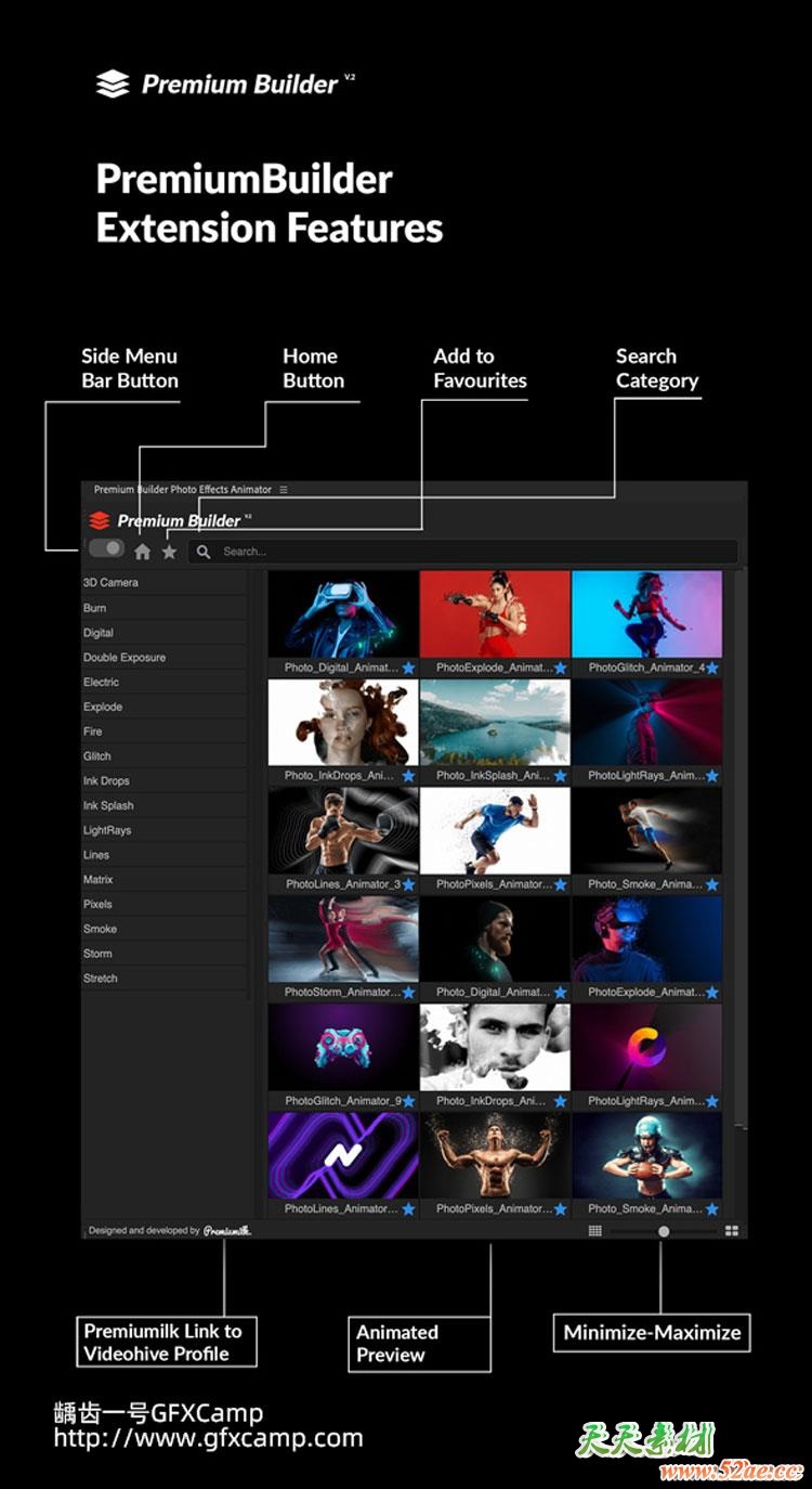 AE+PR脚本-图片边缘烟雾粒子飘散信号损坏能量像素拖尾特效预设V7