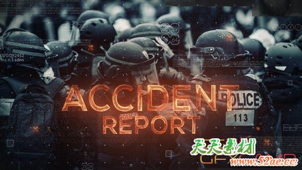AE模板-事件报道介绍文字图片开场 Accident Report-天天素材网