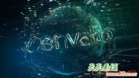 AE模板-科技感线条地球Logo动画 Particle 3D Earth Logo Reveal