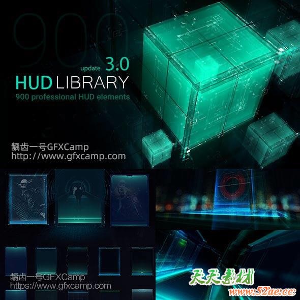 AE脚本-900+科技感HUD屏幕图像线条边框UI界面元素 HUD Library V3 破解版-天天素材网