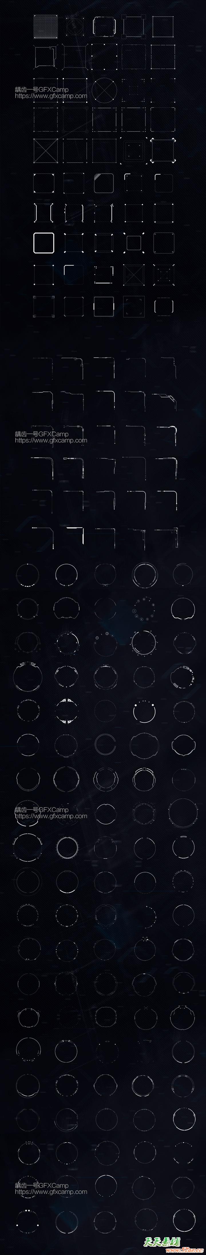 AE脚本-900+科技感HUD屏幕图像线条边框UI界面元素 HUD Library V3 破解版