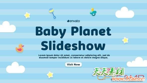 AE模板-儿童小孩生日照片视频包装相册片头 Baby Planet Slideshow-天天素材网