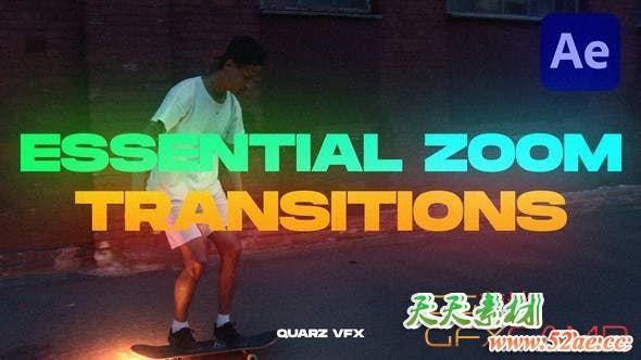 AE模板-摄像机聚焦冲击无缝视频转场 Essential Zoom Transitions for After Effects-天天素材网