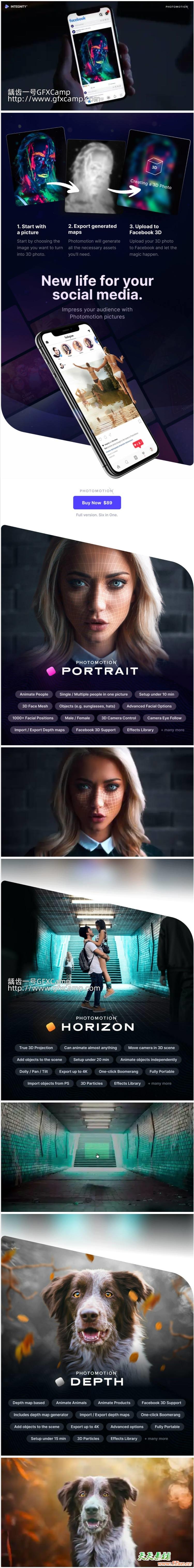 AE模板-人物风景图片转三维摄像机运动视差3D动画+视频教程 Photomotion v11.1 +官方付费会员教程