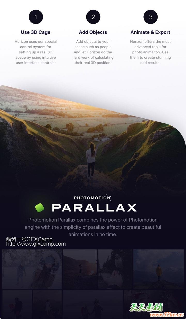 AE模板-人物风景图片转三维摄像机运动视差3D动画+视频教程 Photomotion v11.1 +官方付费会员教程