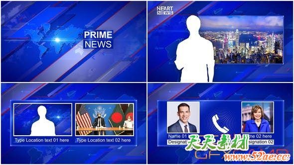 AE模板-新闻栏目包装片头动画 News Broadcast Package-天天素材网