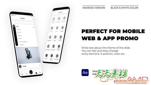 AE模板-安卓手机APP宣传展示片头 Dynamic Android App Promo-天天素材网