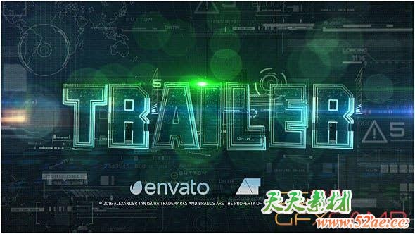 AE模板-科技感HUD文字标题宣传片头 Futuristic Trailer