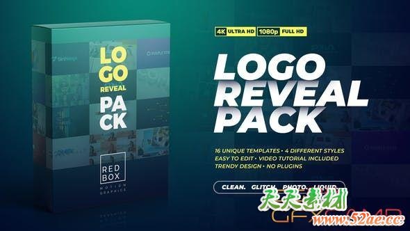 AE模板-16组商务简洁Logo动画 Logo Reveal Pack-天天素材网