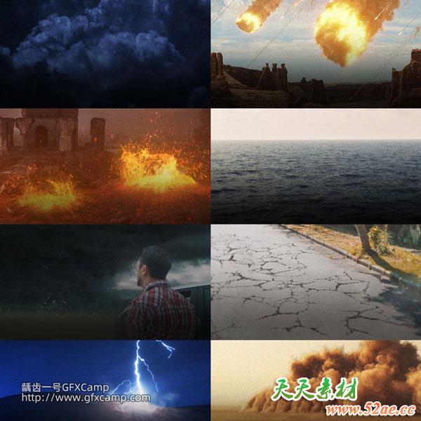 277组龙卷风沙尘暴闪电云层下雨雪瀑布水面地面破碎特效视频素材 带透明通道-天天素材网