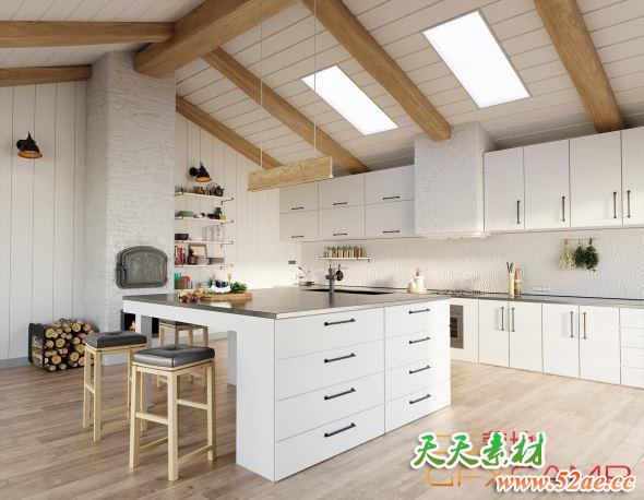 10组室内厨房餐厅场景3D模型 Evermotion – Archinteriors Vol.58 (Blender格式)-天天素材网