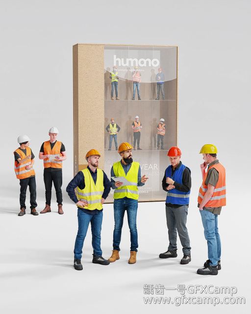 身穿工作服人物角色3D模型 Humano 3D – 2506 – Workwear (C4D/Blender/MAX/FBX/OBJ格式)-天天素材网