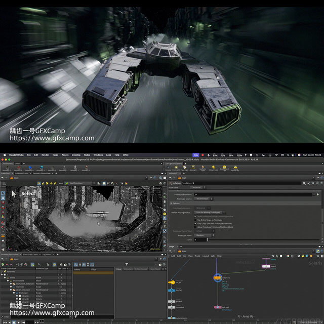 Houdini+Nuke科幻飞船场景灯光渲染合成教程 中文/英文字幕-天天素材网