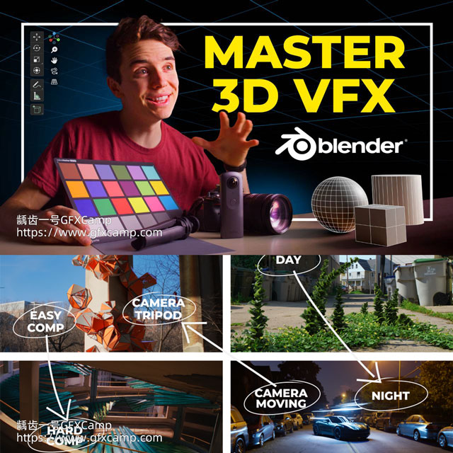 InLightVFX Blender实拍视频三维元素跟踪视觉特效合成教程+工程文件 中文/英文字幕-天天素材网