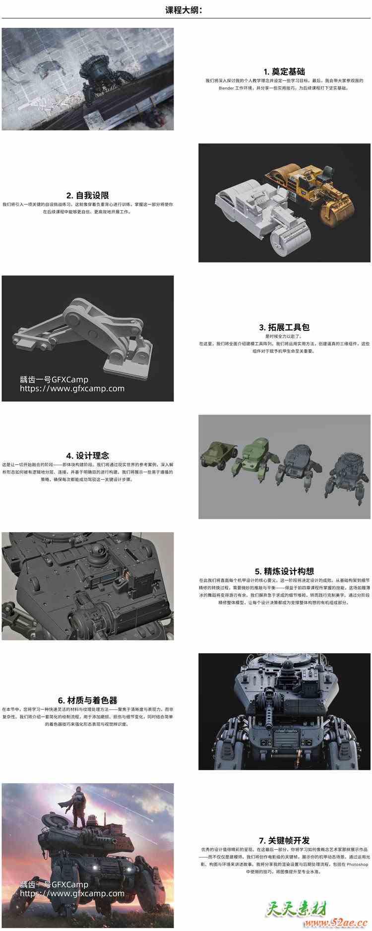 Blender科幻机甲硬表面建模贴图材质教程 中文/英文字幕