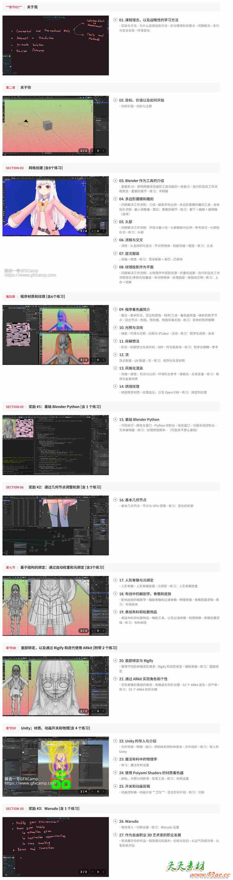 Coloso Blender虚拟主播VTuber三维人物角色建模贴图绑定动画教程 中文/英文字幕