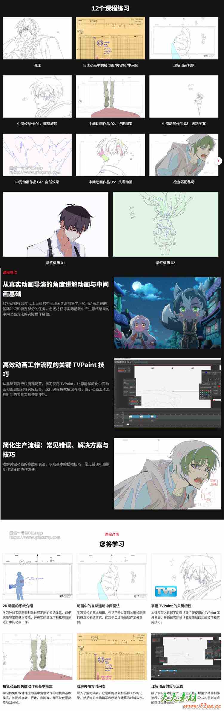 Coloso TVPaint手绘关键帧动画插帧入门与实践技巧绘画教程 中文/英文/韩文字幕