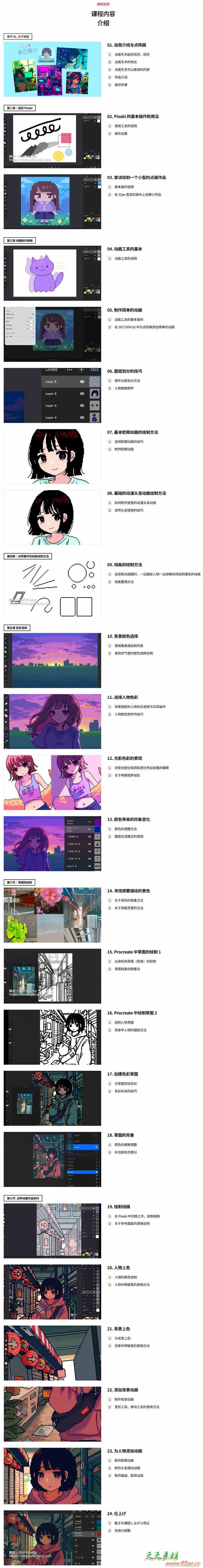 Coloso Pixaki+Procreate彩色像素化人物场景绘画手绘教程 中文/日文/英文字幕
