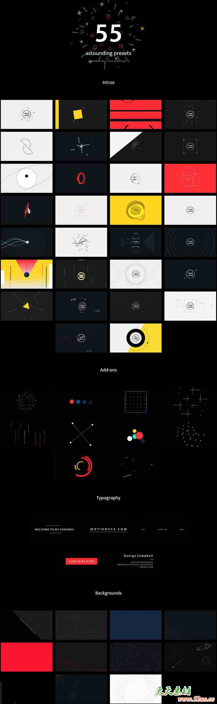 达芬奇/FCPX插件-85组现代线条背景文字标题元素Logo片头动画 mIntro 1+2
