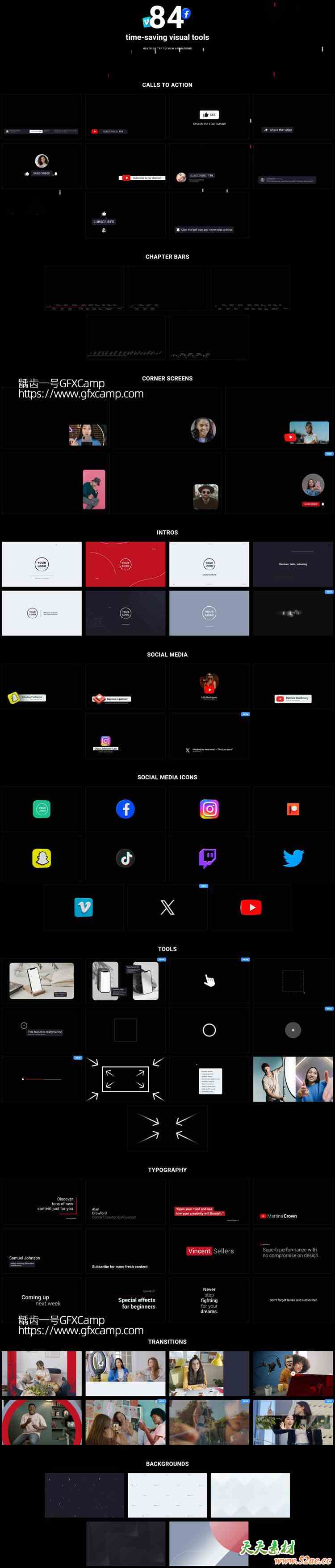 FCPX/达芬奇插件-网络视频宣传包装文字标题字幕条图标Logo动画预设两套 mTuber 2+3