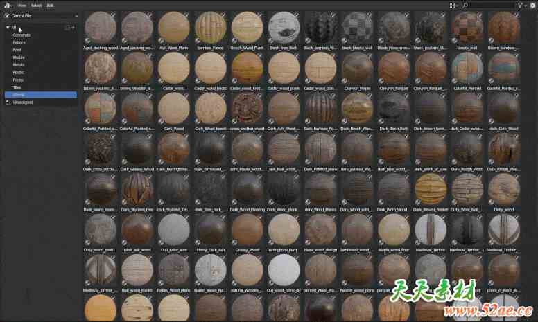 Blender 5000+PBR材质贴图资产预设库 砖墙石头地面钢铁木纹食物布料塑料等