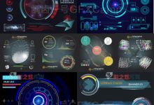 AI钢铁侠高科技屏幕可视化HUD矢量素材 EPS格式-天天素材网