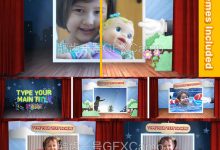 AE模板-剧场舞台红幕拉开儿童可爱卡通奇妙搞怪图片视频展示-天天素材网