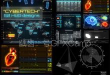 AE模板-游戏枪械心脏军事雷达地图科技HUD信息元素包-天天素材网