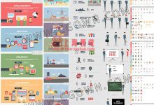 AE模板-卡通人物男女主持人解说唇形同步配合各种MG图形动画场景-天天素材网