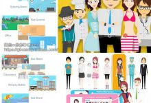 AE模板-男女时尚卡通人物角色城市场景二维卡通MG动画-天天素材网