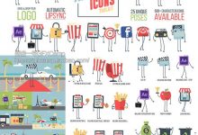 AE模板-自定义二维卡通动漫图标线条小人MG动画产品Logo介绍解说-天天素材网