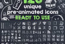 AE模板-粉笔黑板手绘素描卡通儿童学生学校MG动画解说元素包-天天素材网