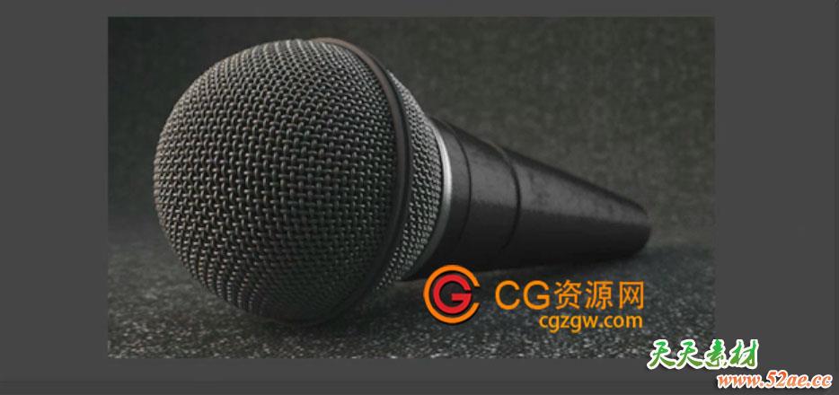 C4D灰猩猩麦克风建模材质灯光渲染教程 Modeling Light Texture Render A Microphone-天天素材网