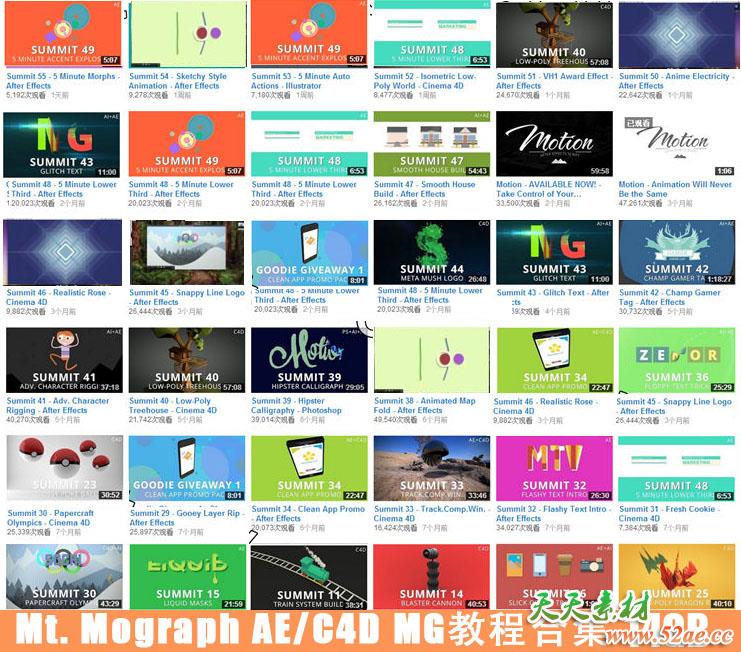 Mt. Mograph AE+C4D 高级教程 MG运动图形动画教程大合集 更新至81集-天天素材网