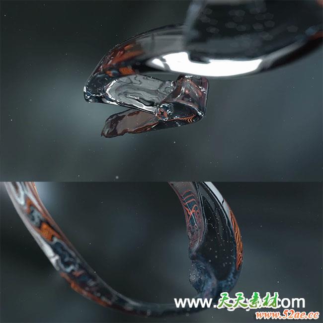 C4D+Realflow 流体模拟水组成Logo展示3D动画案例视频教程-天天素材网