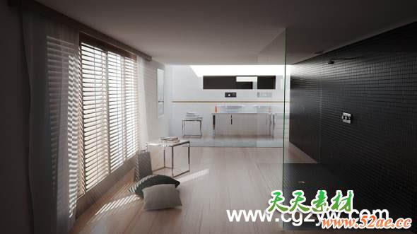 Cinema 4D教程VrayForC4D室内灯光渲染教程 CurseStudio Interior Bathroom VrayForC4D 附工程文件-天天素材网