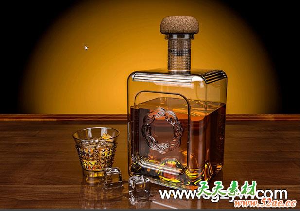 C4DR16玻璃酒瓶建模材质灯光渲染教程 How to Model Texture and Light a Whisky Scene（含C4D工程）-天天素材网