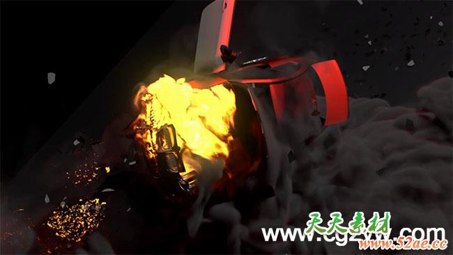C4D 火焰爆炸汽车绑定教程（含工程文件） Digital Tutors – Rigging a Car to Explode in CINEMA 4D-天天素材网