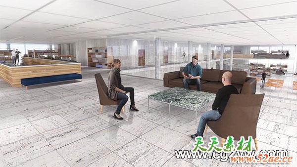 C4D制作室内场景渲染教程  Creating Large Scale Interior Renderings in CINEMA 4D-天天素材网