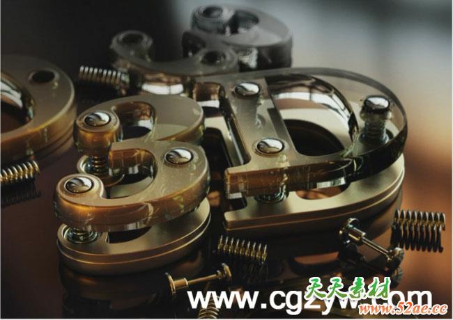 C4D制作金属质感文字建模渲染合成教程Ciname 4D – Creating A Fantastic 3D Text Scene Tutorial-天天素材网