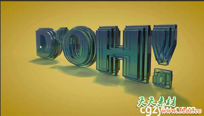 C4D制作玻璃质感文字建模材质渲染教程+工程文件 Glass Type Rendering in Cinema 4Dt-天天素材网