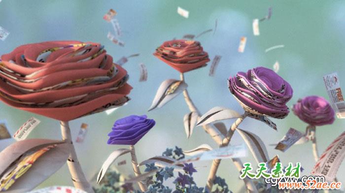 C4D AE纸张花朵场景材质动画渲染片头包装合成教程 FXPHD AFX225-天天素材网