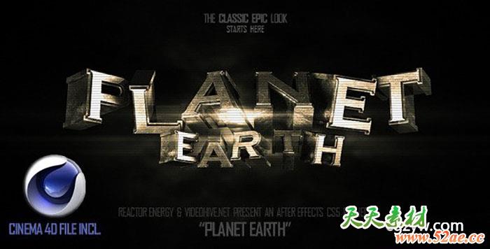 AEC4D模板-3D文字旋转动画游戏电影预告宣传片标题 Planet Earth 下载-天天素材网