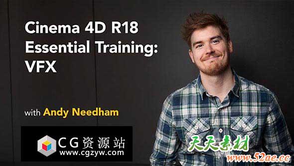 跟踪反求摄像机投射特效C4D教程Lynda CINEMA 4D R18 Essential Training: VFX 下载-天天素材网