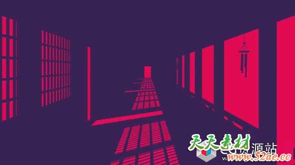 C4D教程-扁平化双色照明无限走廊 Cinema 4D – Infinite Hallway with Two Tone Lighting Tutorial-天天素材网